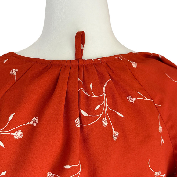 Joie Dakoda Minimalist Floral Print Dress Autumn Orange XXS - Picture 10 of 16